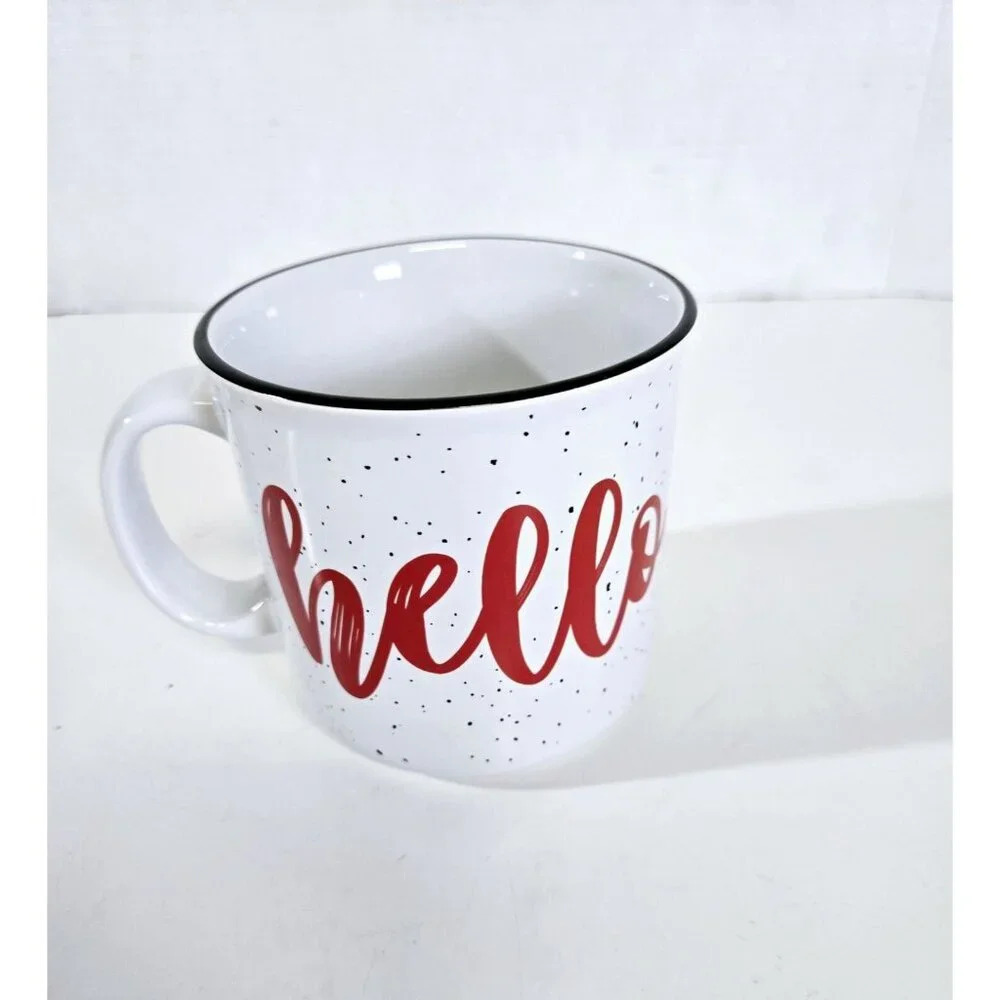 New Stylish Hello Kitty Coffee Mug, Hot or Cold, White & Red, 20fl oz - Picture 3 of 7